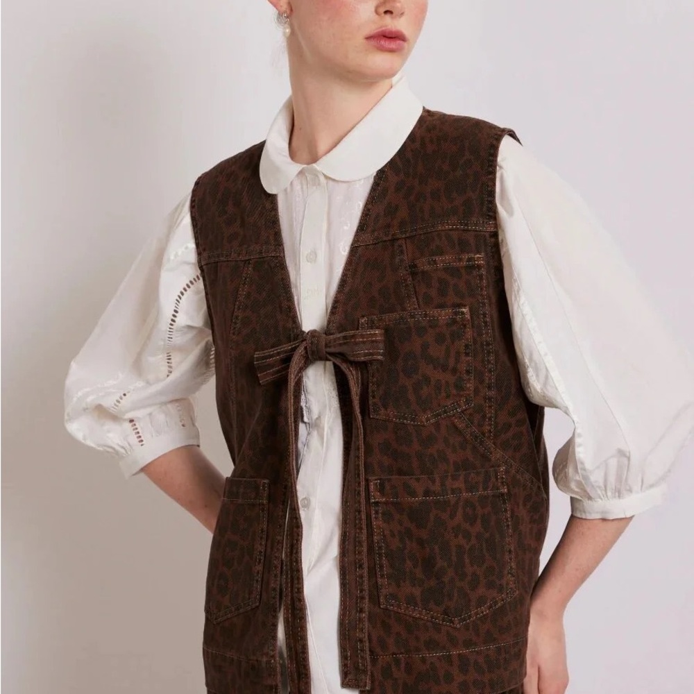 Damson Madder Women's Vest Dilly Denim Gilet – Dark Leopard